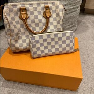 Louis Vuitton Speedy 25 & Wallet in Damien Azur print